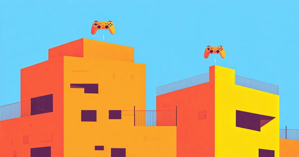 Illustrated cover for article about Barcelona's indie game development scene